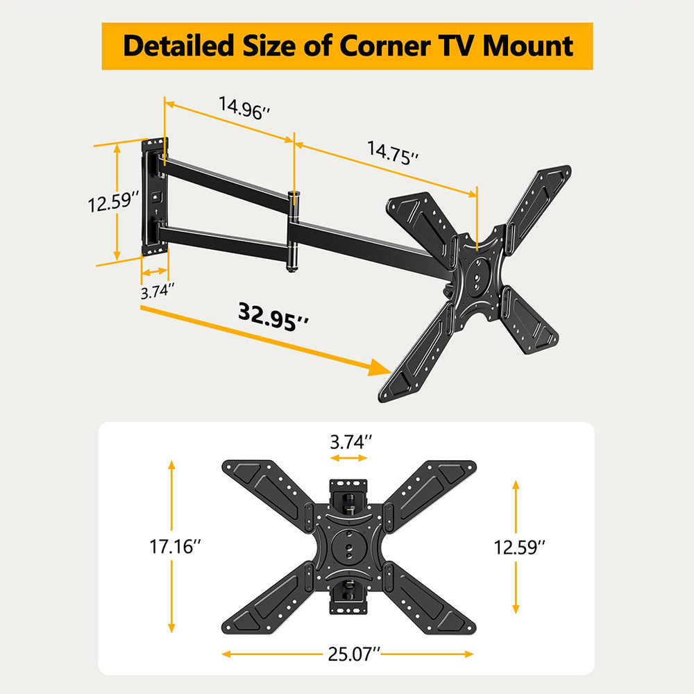 FORGING Full Motion Corner TV Wall Mount for 32-75 Inch