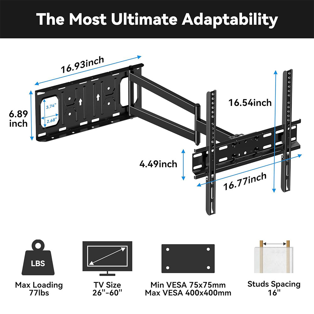 FORGING MOUNT Long Arm TV Wall Mount for 26-60 Inch