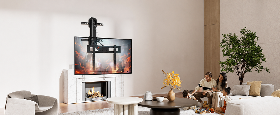 FORGING MOUNT Motorized Fireplace Full Motion TV Mount with Remote