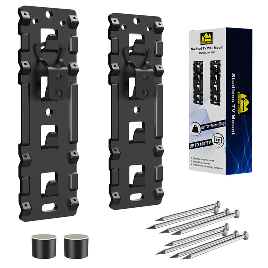 NO Stud TV Wall Mount,Drywall Wall Mount for 26-100" TVs/Monitors,Holds Up to 176LBS, Height Adjustable,1.17'' Low Profile Studless TV Mount,No Drilling No Funder Required,Easy Install