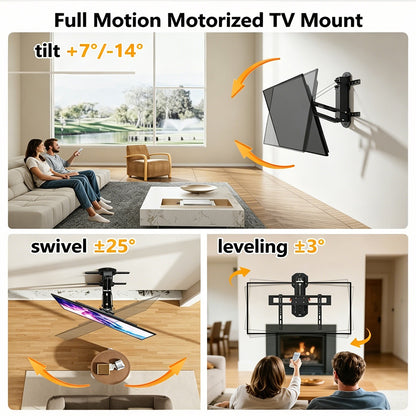 FORGING MOUNT Motorized Fireplace Full Motion TV Mount with Remote for 32-85 Inch
