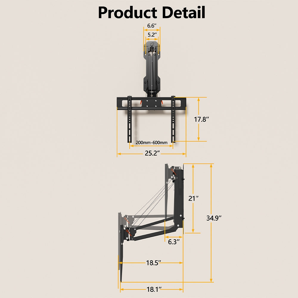 FORGING MOUNT Motorized Fireplace Full Motion TV Mount with Remote for 32-85 Inch