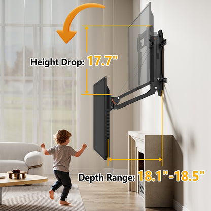 FORGING MOUNT Motorized Fireplace Full Motion TV Mount with Remote for 32-85 Inch