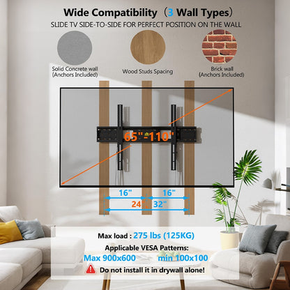 FORGING MOUNT Heavy Duty Fixed TV Wall Mount for 65-110 inch
