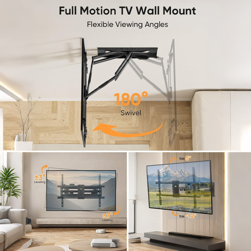 FORGING MOUNT Heavy Duty TV Wall Mount with Power Strip for 50–100 inch