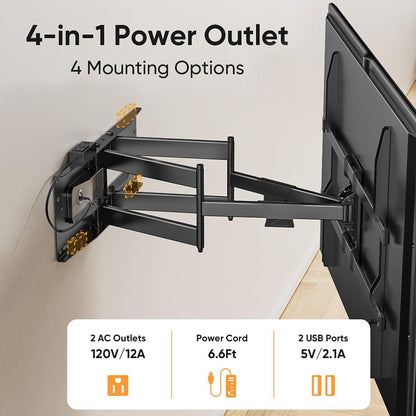 FORGING MOUNT Heavy Duty TV Wall Mount with Power Strip for 50–100 inch