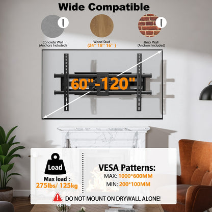 FORGING MOUNT  Heavy Duty Full Motion TV Mount 60 to 120 inch