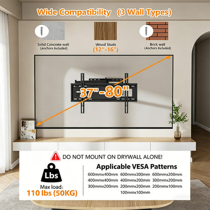 FORGING MOUNT Long Extension TV Mount Full Motion for 37 - 80 Inch