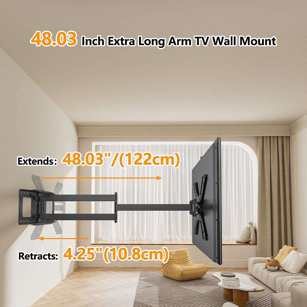 FORGING MOUNT Long Arm TV Wall Mount with 48.03 Extension for 26-75 Inch