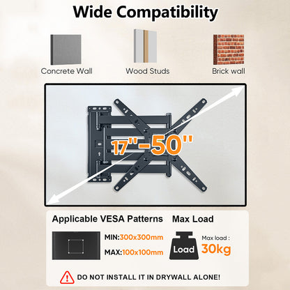 FORGING MOUNT TV Wall Long Arm Mount Articulating for 17-50 Inch TVs