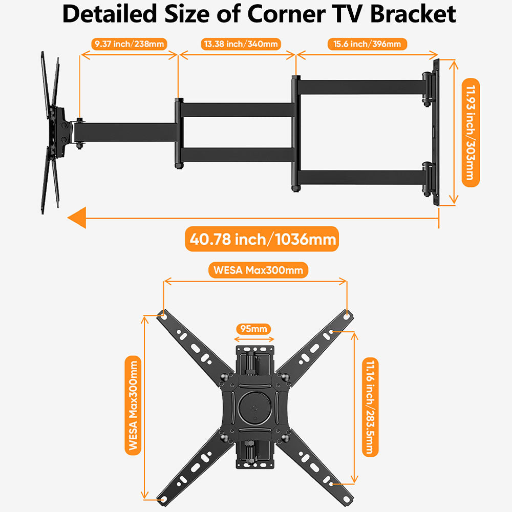 FORGING MOUNT TV Wall Long Arm Mount Articulating for 17-50 Inch TVs