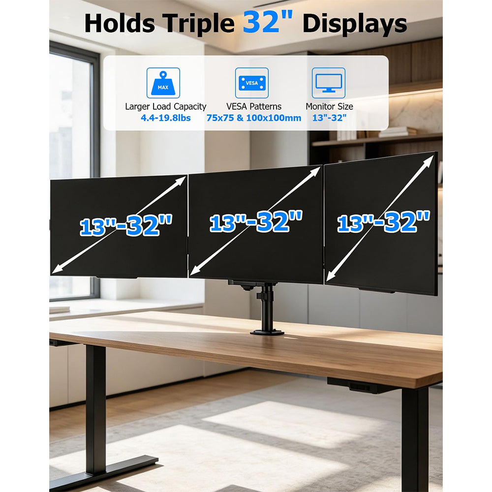 FORGING MOUNT Triple Monitor Mount for 13 to 32 inch Screens