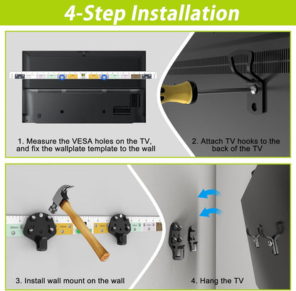 FORGING MOUNT Wall Mount NO Stud - Easy Install No Drill TV Mount Bracket