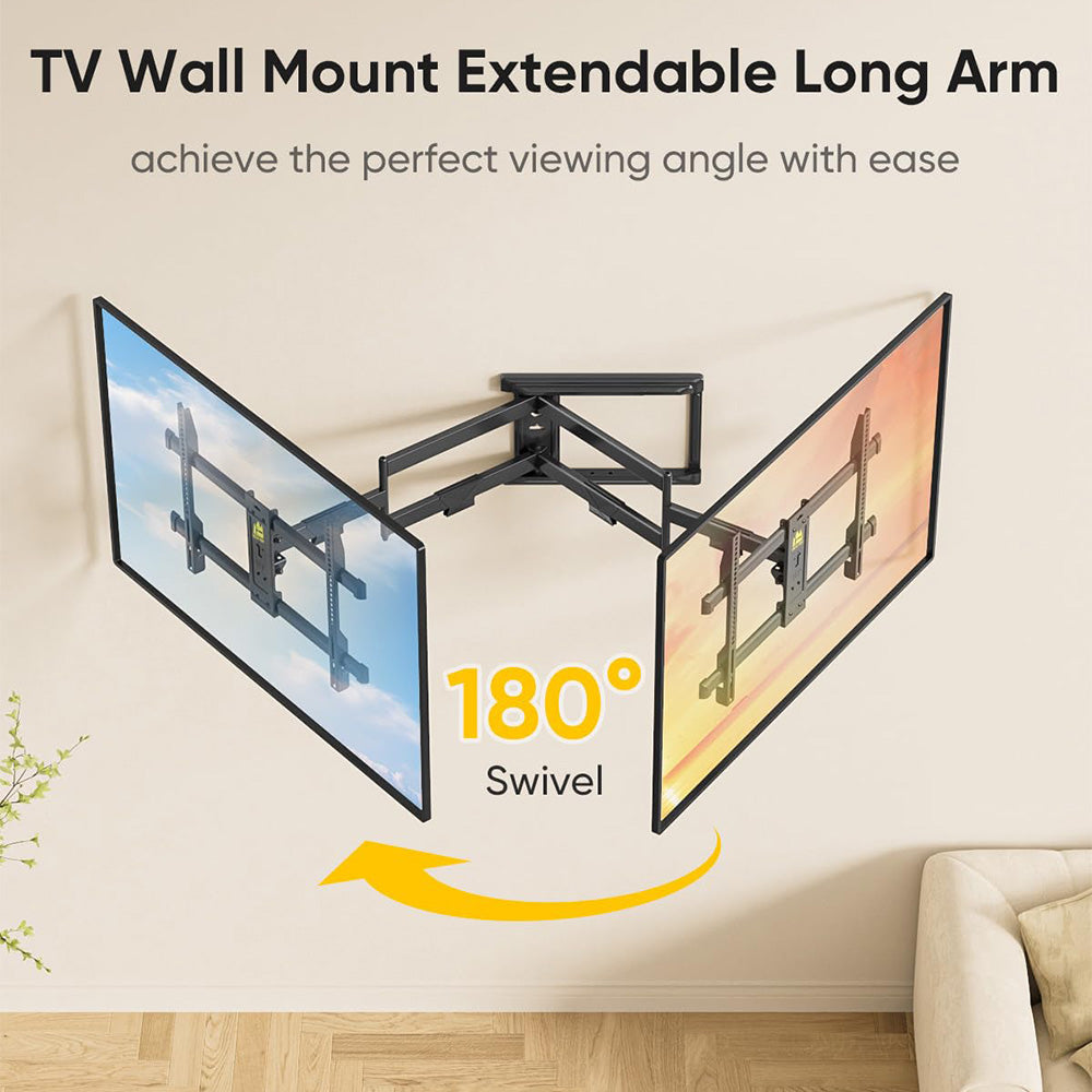 TV Wall Mount with 30 inch Long Arm its 37 to 75" Flat/Curve TVs-HY9389-B
