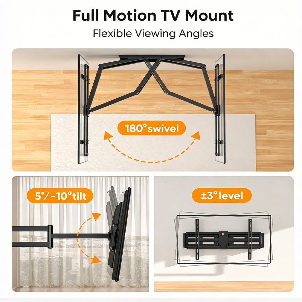 FORGING MOUNT Long Arm TV Wall Bracket for 65-120 Inch TVs