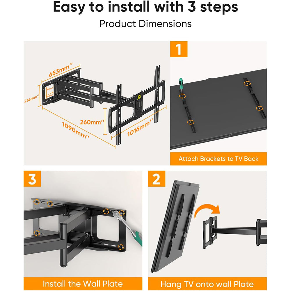 FORGING MOUNT Long Arm TV Wall Bracket for 65-120 Inch TVs