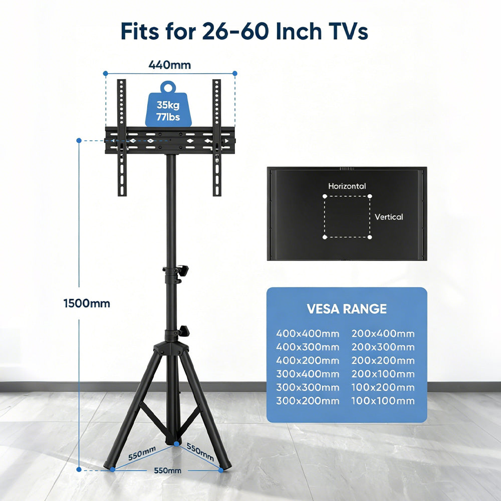 FORGING MOUNT Tripod Portable Floor TV Stand for 26 To 60 Inch