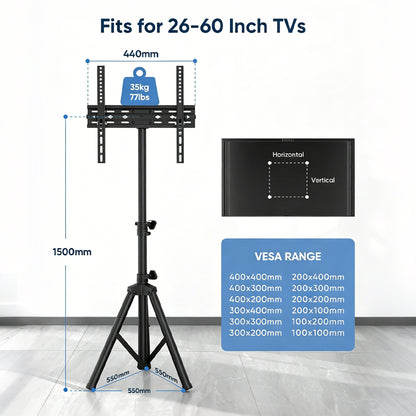 FORGING MOUNT Tripod Portable Floor TV Stand for 26 To 60 Inch