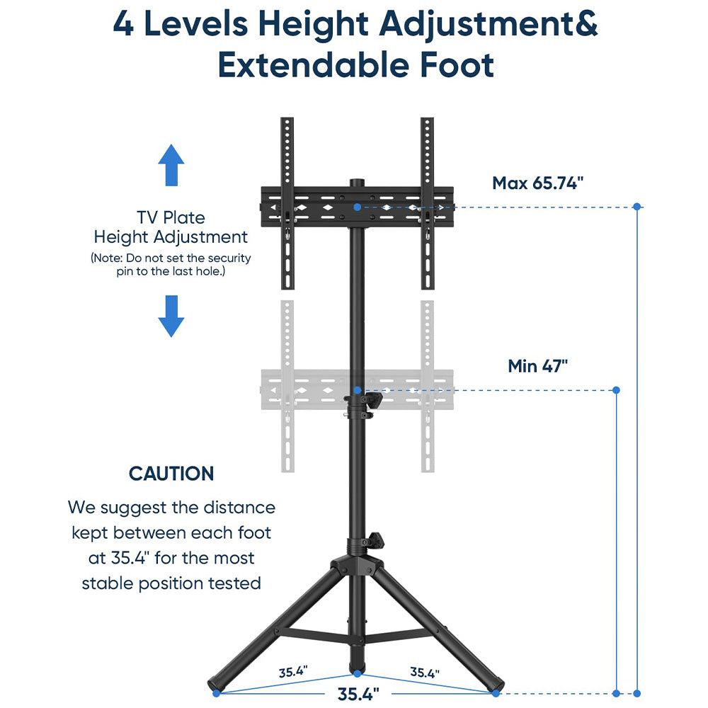 FORGING MOUNT Tripod Portable Floor TV Stand for 26 To 60 Inch