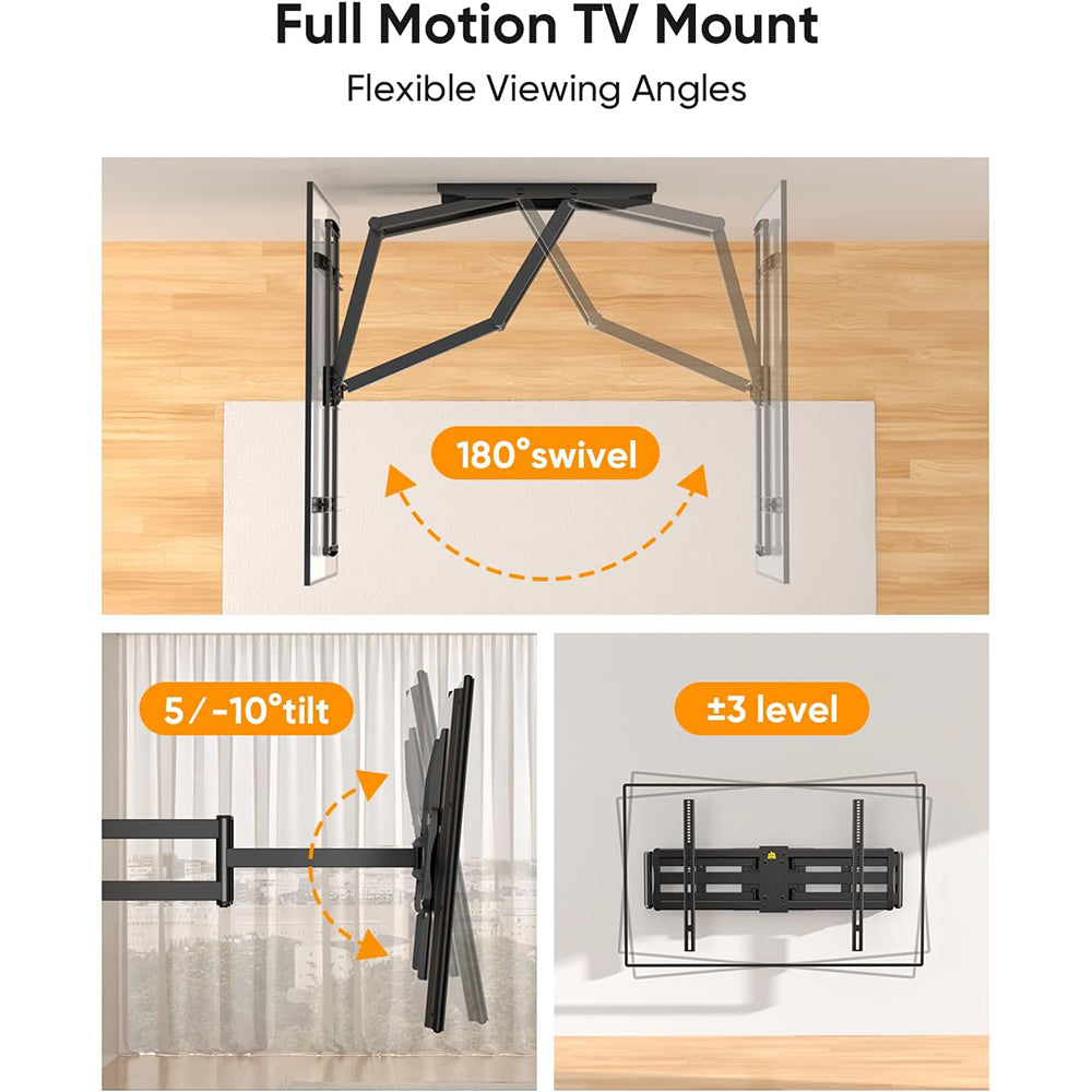 FORGING MOUNT TV Wall Mount with Extension Power Strip for 60–120 Inch