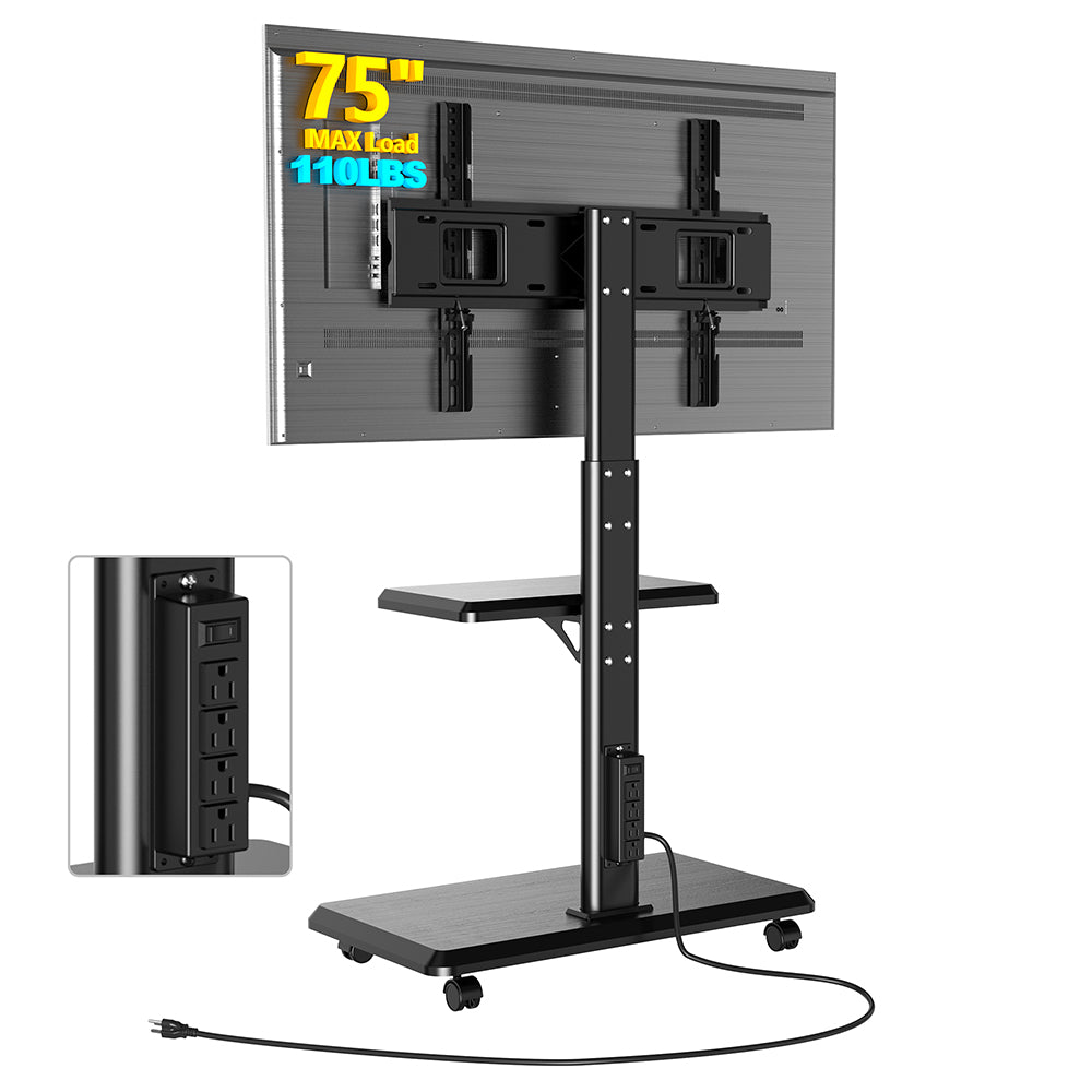 Forging Mount Wooden Base TV Cart With Shelf