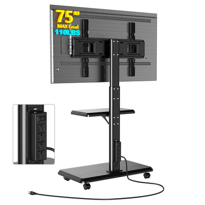 Forging Mount Wooden Base TV Cart With Shelf