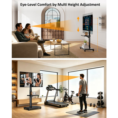 Forging Mount Wooden Base TV Cart With Shelf