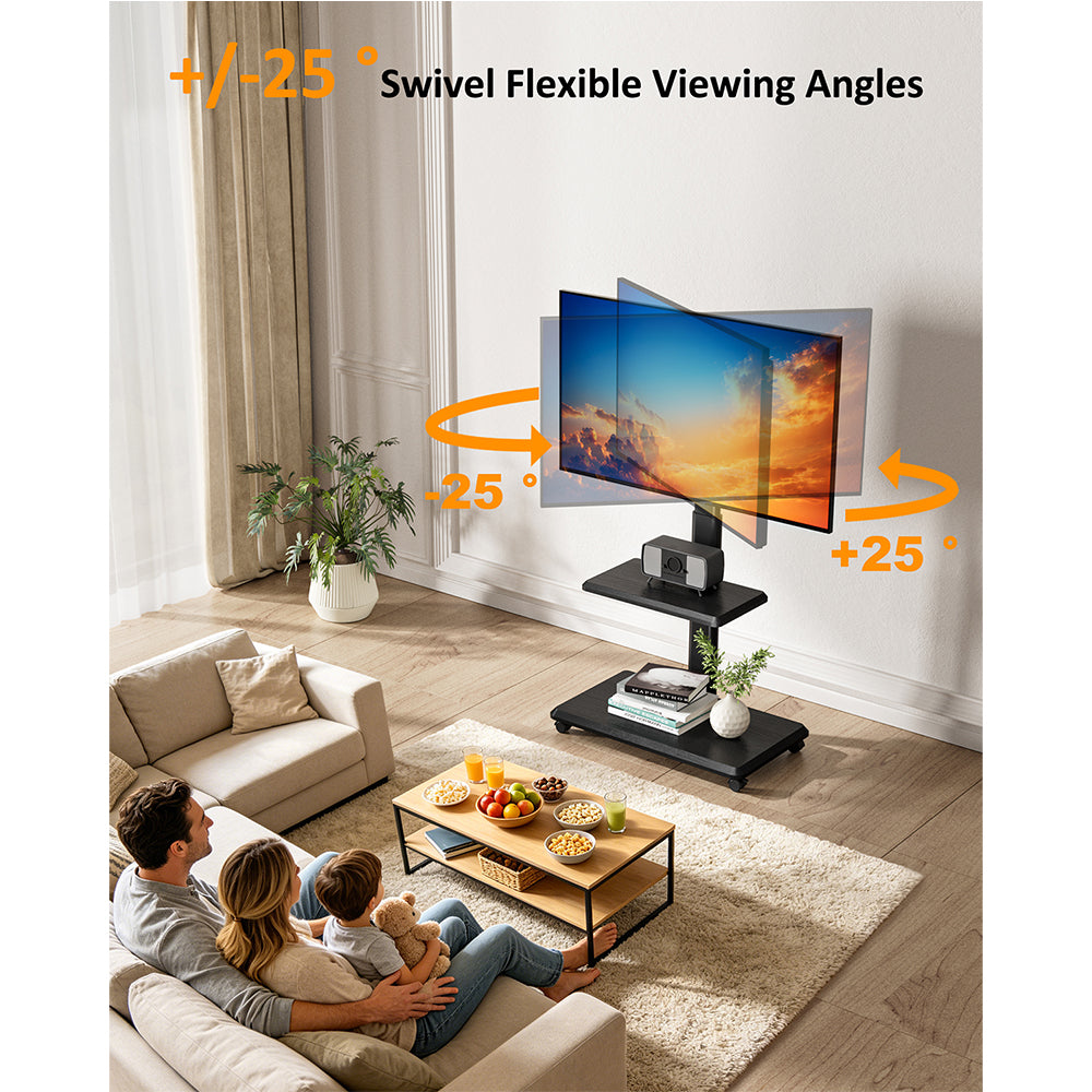 Forging Mount Wooden Base TV Cart With Shelf
