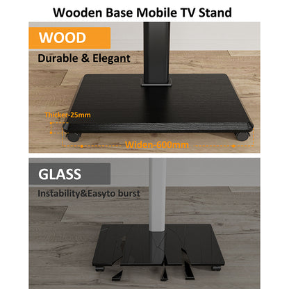 Forging Mount Wooden Base Mobile TV Cart