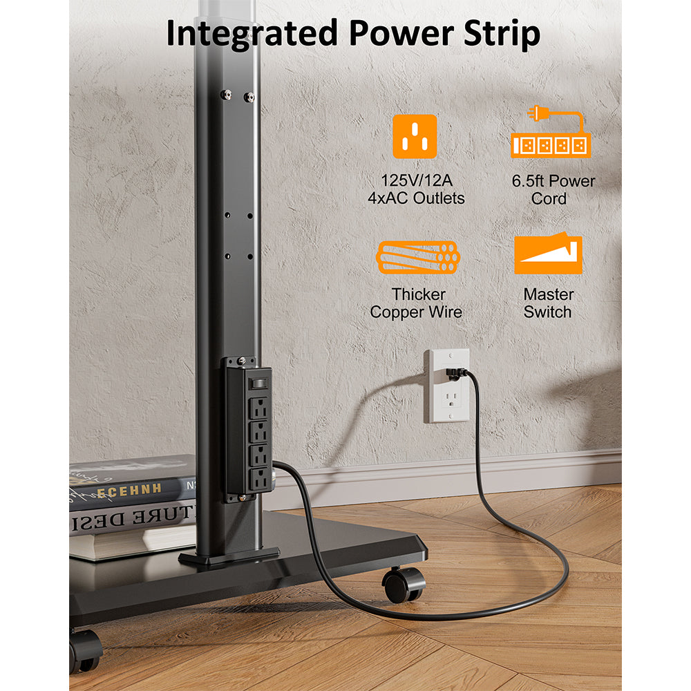 Forging Mount Wooden Base Mobile TV Cart