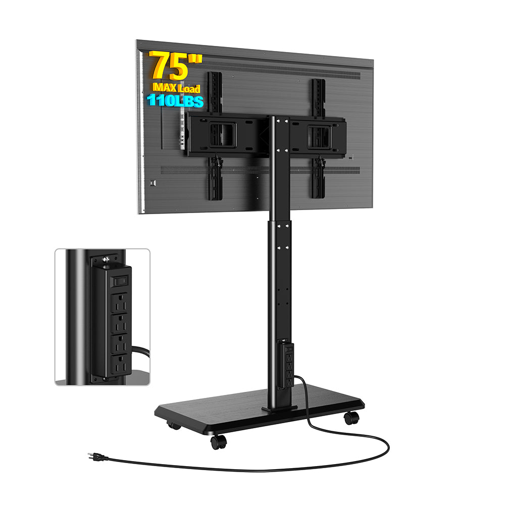 Forging Mount Wooden Base Mobile TV Cart