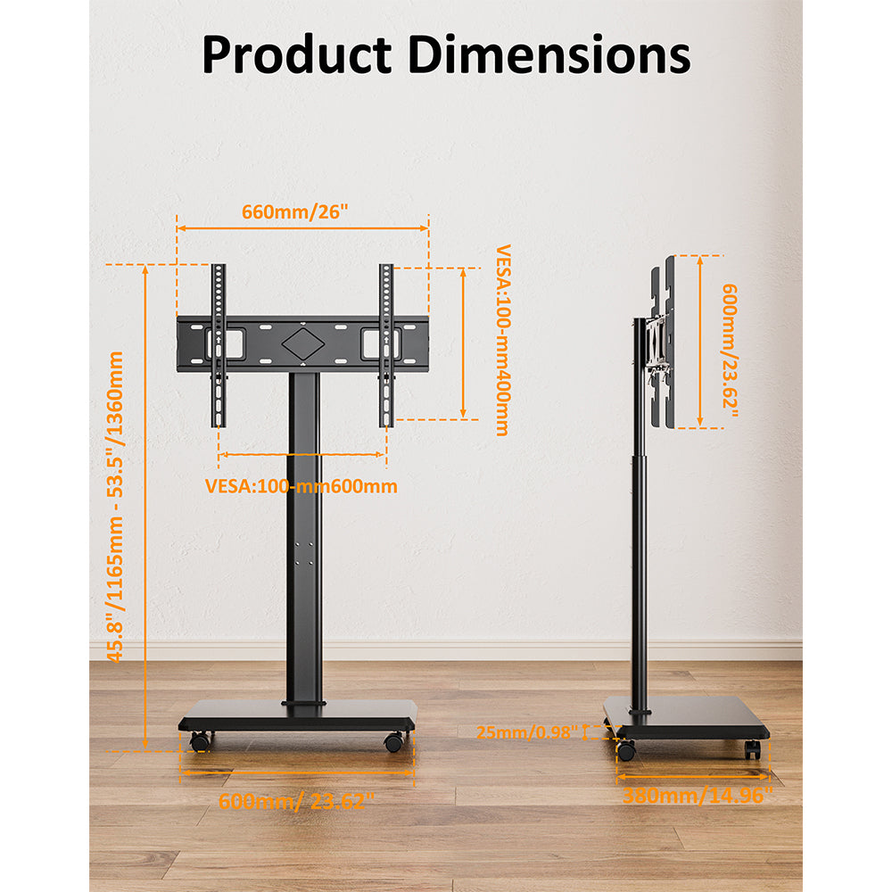 Forging Mount Wooden Base Mobile TV Cart