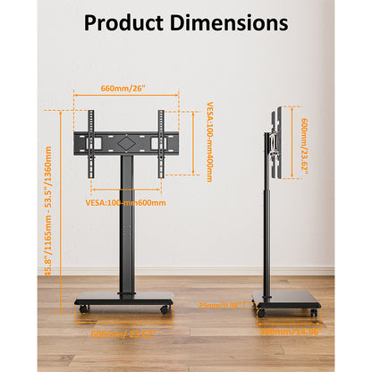 Forging Mount Wooden Base Mobile TV Cart