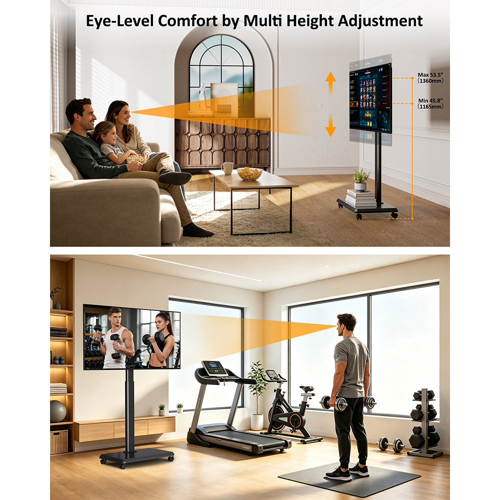 Forging Mount Wooden Base Mobile TV Cart