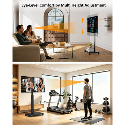 Forging Mount Wooden Base Mobile TV Cart