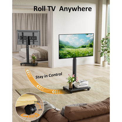 Forging Mount Wooden Base Mobile TV Cart