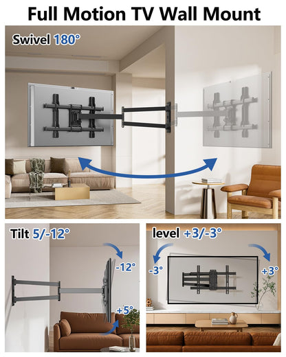 FORGING Corner TV Wall Mount with 33 Long Arm for 32-75 TVs