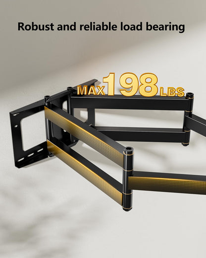 TV Wall Mount Full Motion with 36" Extension Dual Articulating for 42"-90" Flat Curved TVs, Max VESA 600x400mm Holds up to 198lbs HY9399-B