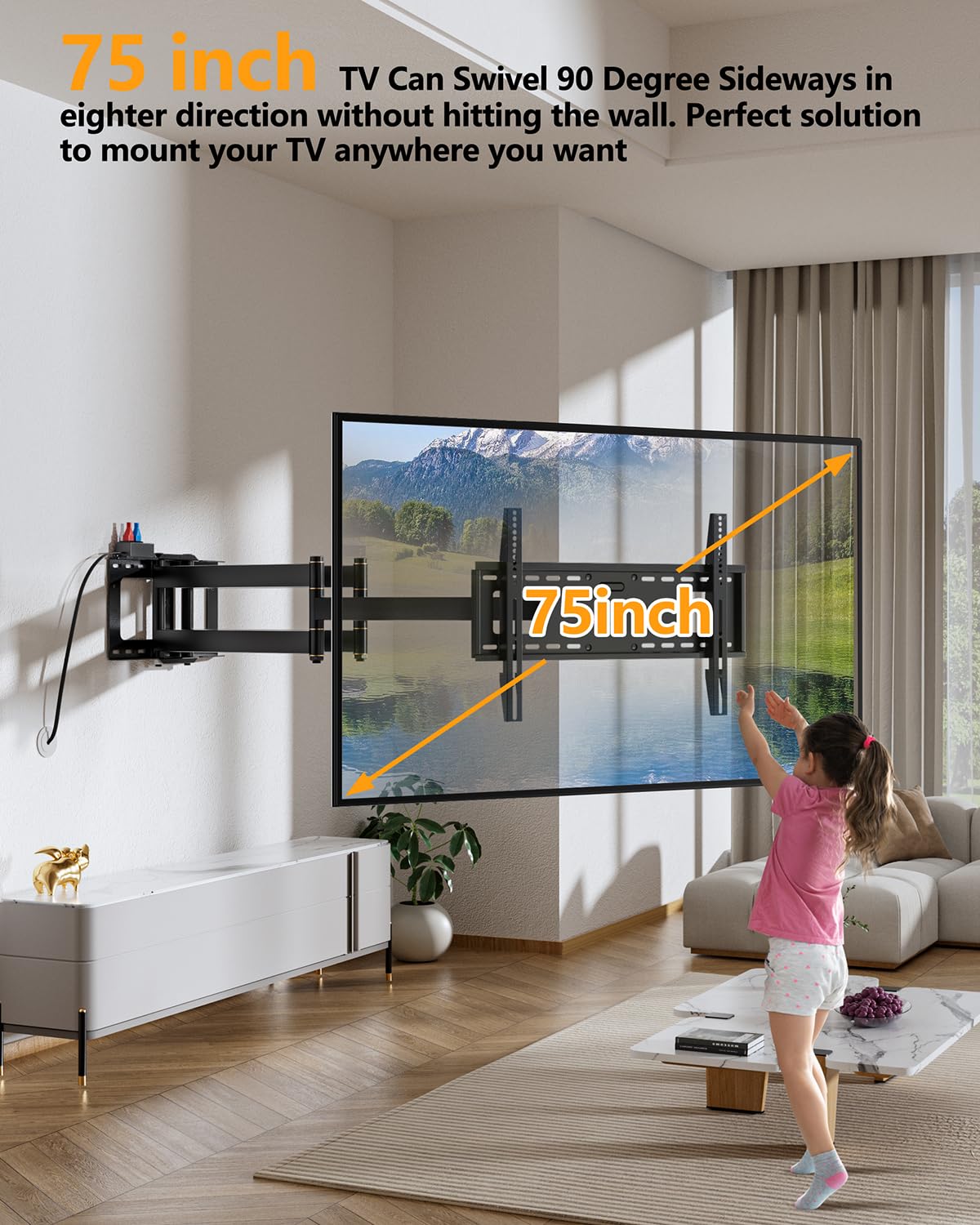 FORGING MOUNT Long Arm 43inch Long Extension TV Mount with Power Outlet