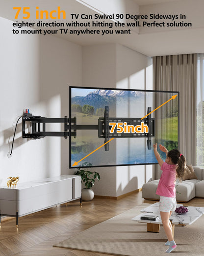 FORGING MOUNT Long Arm 43inch Long Extension TV Mount with Power Outlet