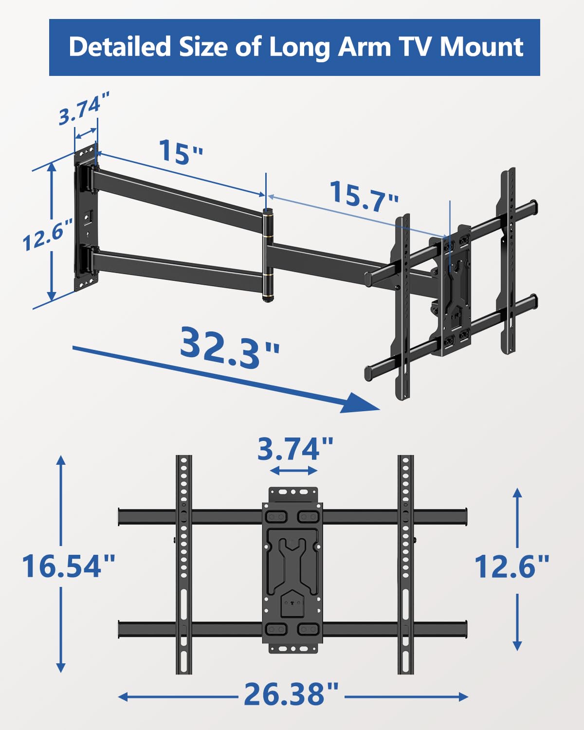FORGING Corner TV Wall Mount with 33 Long Arm for 32-75 TVs
