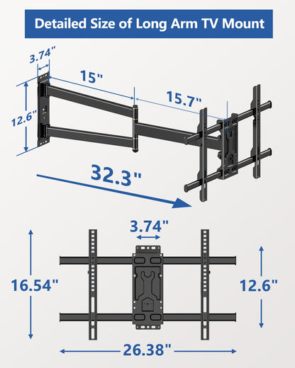FORGING Corner TV Wall Mount with 33 Long Arm for 32-75 TVs