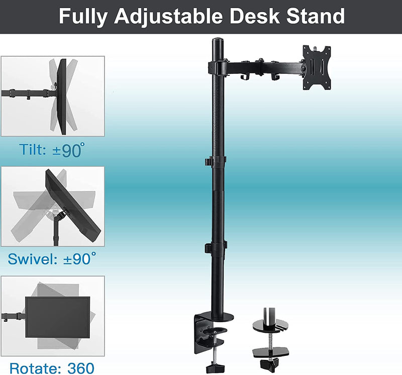 Extra Tall Single Monitor Arm Stand Desk Mount with 39.5 inch